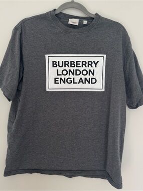 Authentic Burberry London England Men's Logo T-Shirt - Charcoal Gray